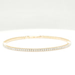 Load image into Gallery viewer, Single Row Diamond Bracelet, 14k Solid Gold, Natural Diamond, Sleek Everyday Jewelry, Flexible Stacking Bangle, Minimalist Eternity Bracelet
