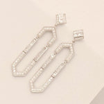 Load image into Gallery viewer, Hexagonal Dangle Diamond Earrings, 14k Solid Gold, Natural Diamonds, Geometric Statement Earrings, Bridal Drop Long Earrings
