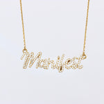 Load image into Gallery viewer, Manifest Natural Diamond Pendant Necklace, 14k Solid Gold Name Affirmation Jewelry, IGI Certified,  Ready To Ship
