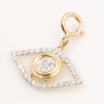 Load image into Gallery viewer, Evil Eye Diamond Charm, 14k Solid Gold, Natural Diamonds, Dual Tone Everyday Pendant, Cluster Set Staking Necklace, Ready To Ship
