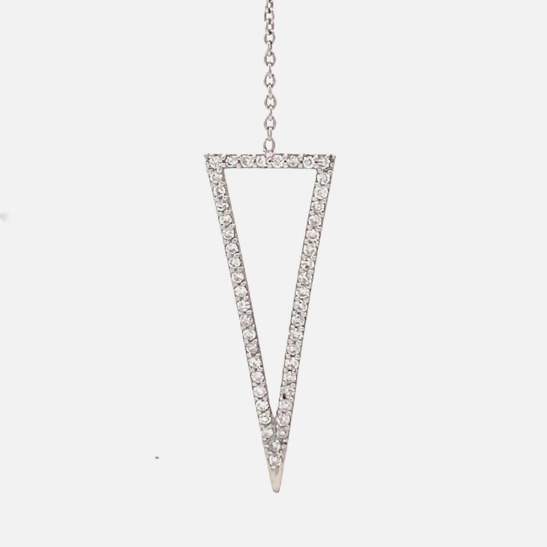 Double Triangle Layered Diamond Charm Necklace, 14k Solid Gold, Natural Diamonds, Ready To Ship, Women&#39;s Day Gift