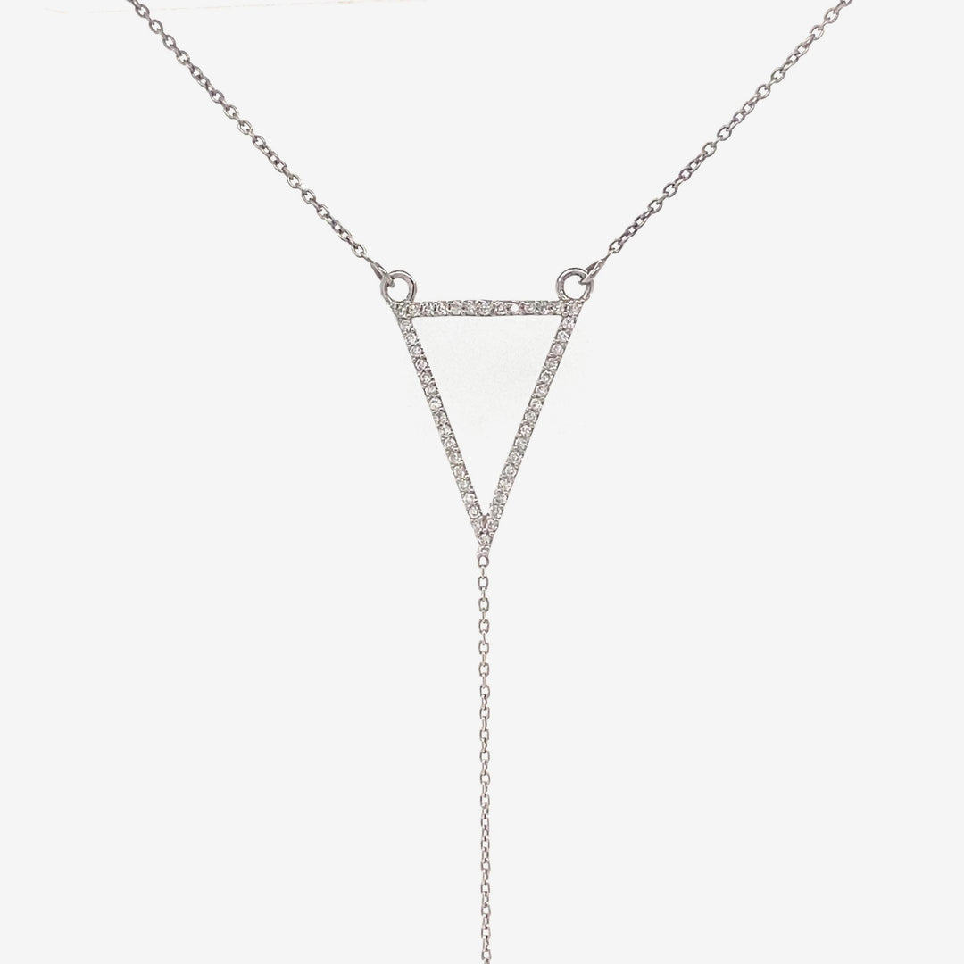 Double Triangle Layered Diamond Charm Necklace, 14k Solid Gold, Natural Diamonds, Ready To Ship, Women&#39;s Day Gift