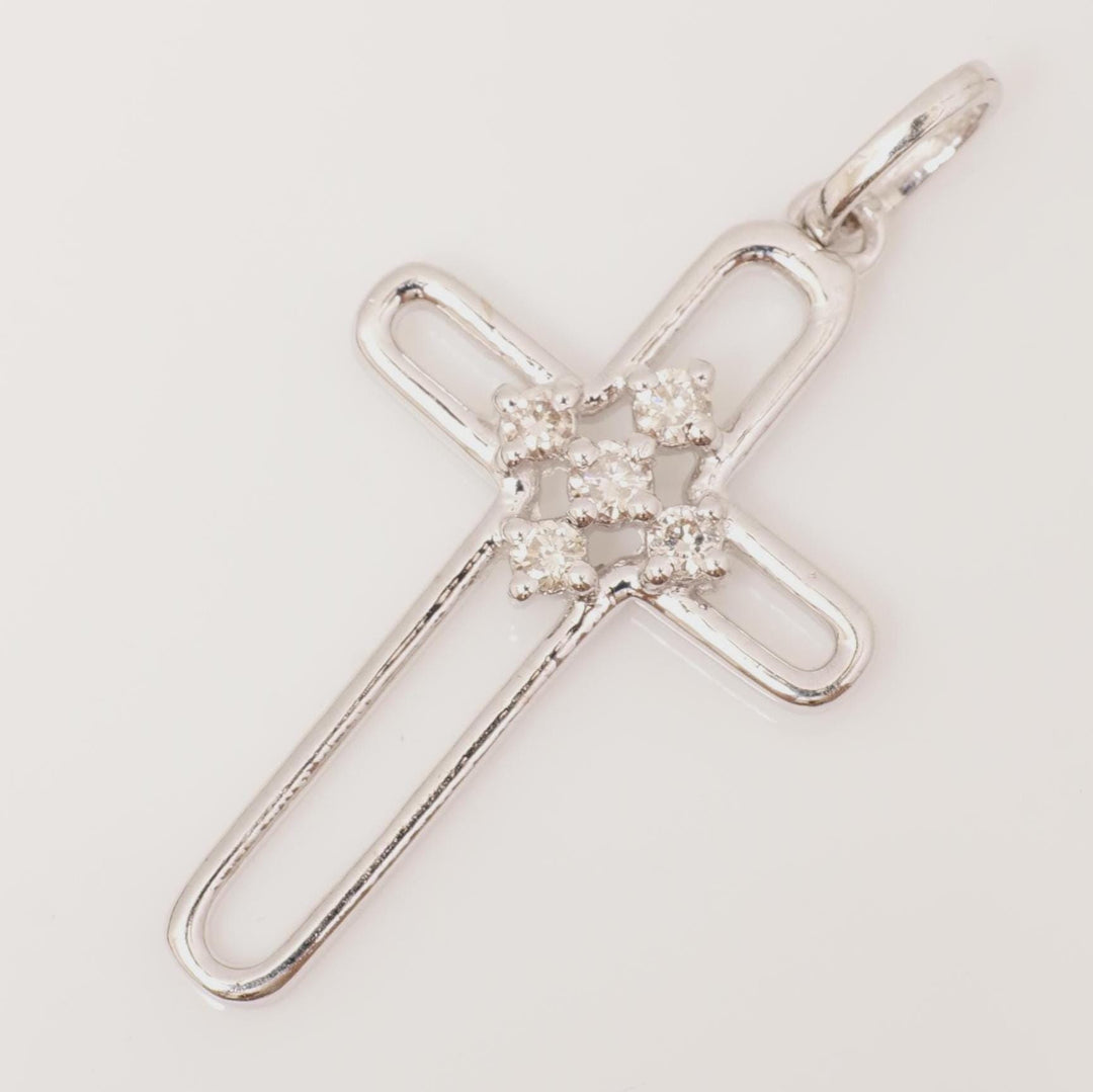Diamond Cluster Cross Pendant, 14k Solid Gold, Natural Diamond, IGI Certified, Religious Adjustable Necklace, Everyday Jewelry, Gift for Her