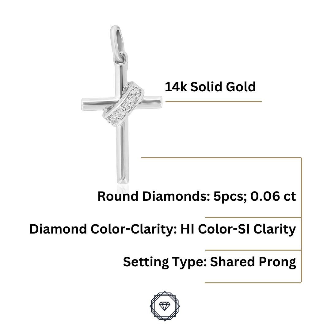 Cross Diamond Pendant, 14k Solid Gold, Natural Diamonds, IGI Certified, Religious Adjustable Necklace, Everyday Jewelry, Gift For Her