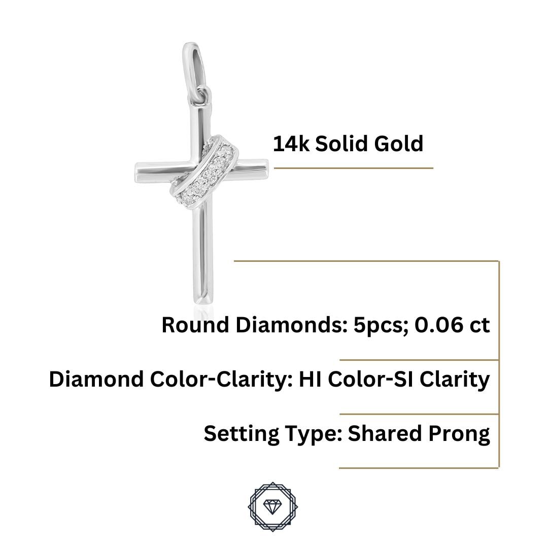 Cross Diamond Pendant, 14k Solid Gold, Natural Diamonds, IGI Certified, Religious Adjustable Necklace, Everyday Jewelry, Gift For Her