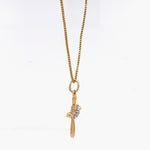 Load image into Gallery viewer, Cross Flower Diamond Pendant, 14k Solid Gold, Natural Diamonds, IGI Certified, Religious Adjustable Necklace, Everyday Jewelry, Gift For Her

