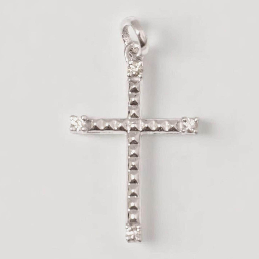 Diamond Cross Pendant, 14k Solid Gold, Natural Diamonds, Religious Adjustable Necklace, Everyday Stacking Jewelry, Baptism Gift