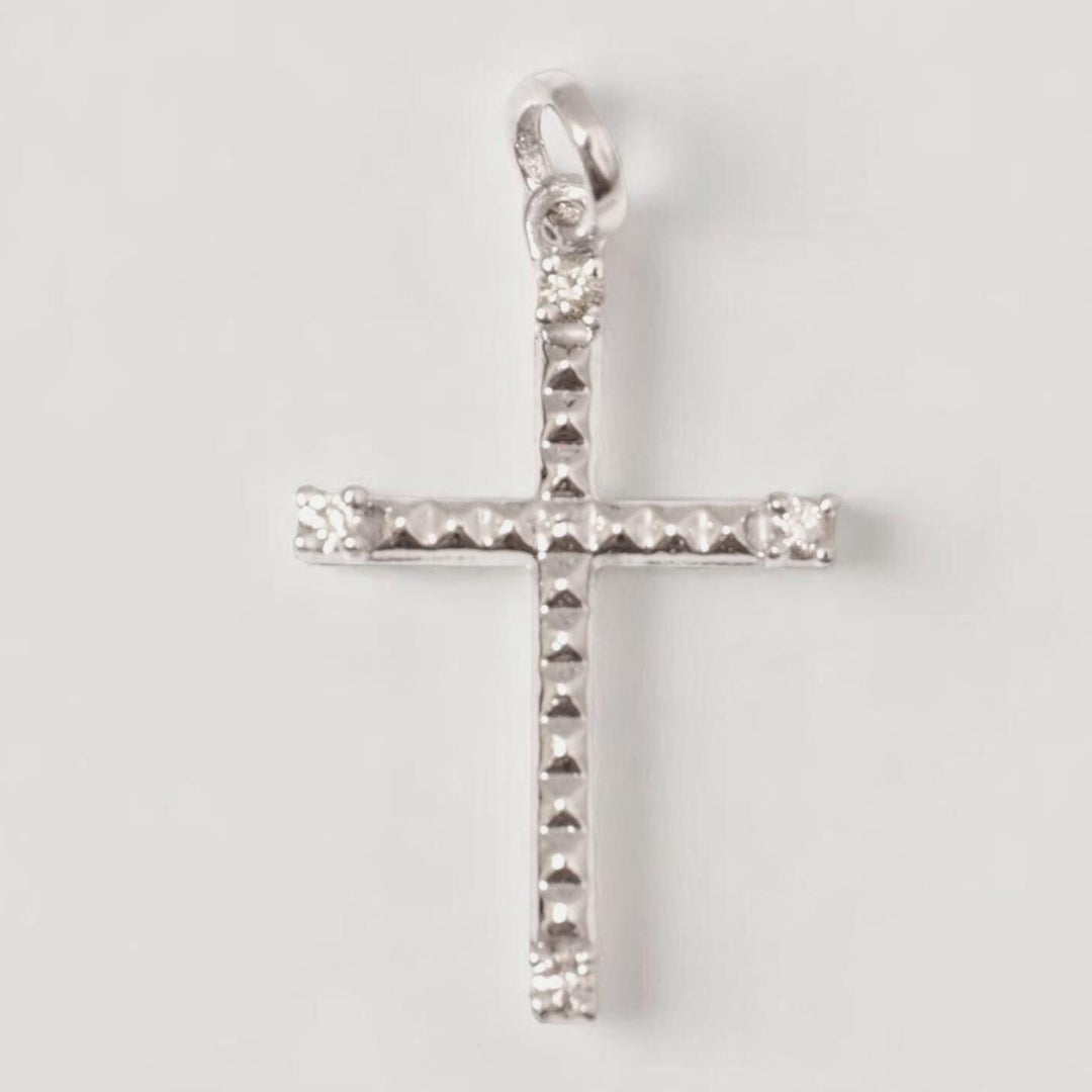 Diamond Cross Pendant, 14k Solid Gold, Natural Diamonds, Religious Adjustable Necklace, Everyday Stacking Jewelry, Baptism Gift