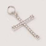 Load image into Gallery viewer, Diamond Cross Pendant, 14k Solid Gold, Natural Diamonds, Religious Adjustable Necklace, Everyday Stacking Jewelry, Baptism Gift
