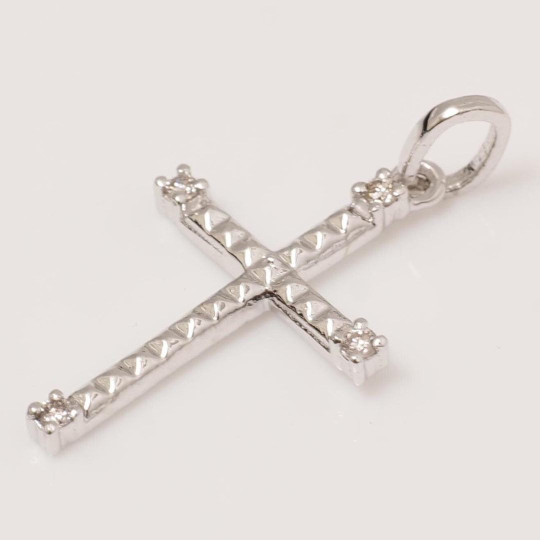 Diamond Cross Pendant, 14k Solid Gold, Natural Diamonds, Religious Adjustable Necklace, Everyday Stacking Jewelry, Baptism Gift