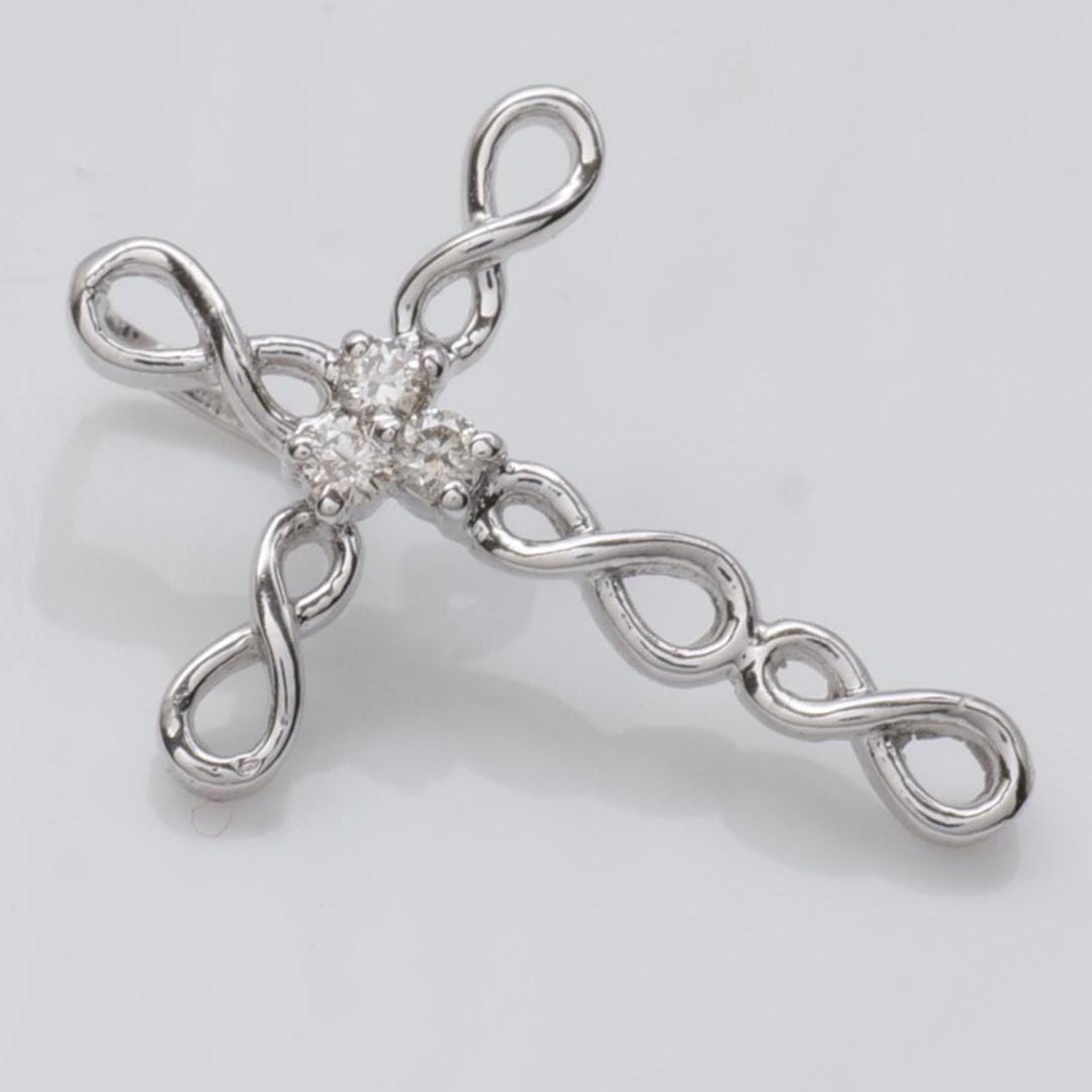 Infinity Loop Diamond Cross Pendant, 14k Solid Gold, Natural Diamond, Cross Necklace With Adjustable Chain, Everyday Stackable Necklace