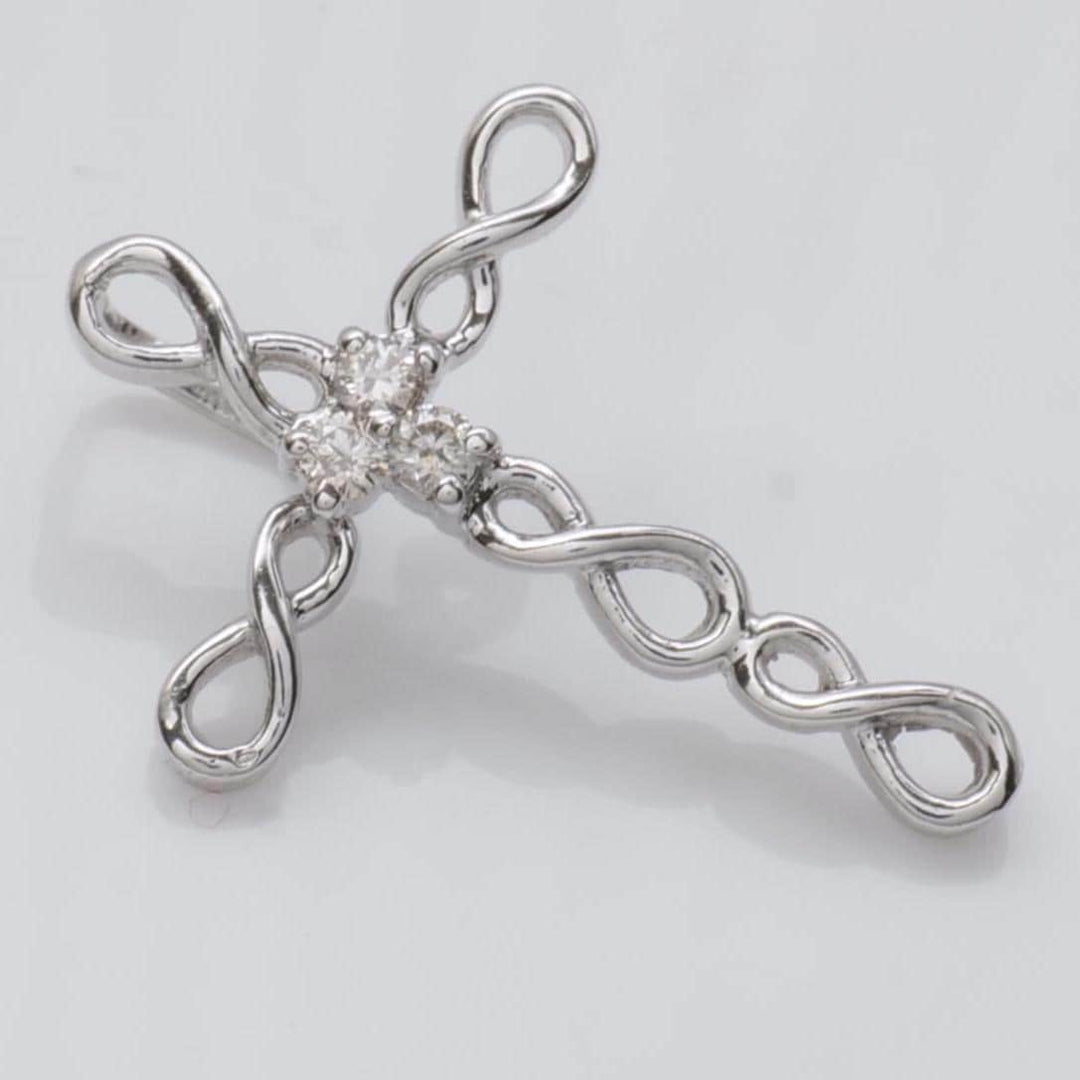 Infinity Loop Diamond Cross Pendant, 14k Solid Gold, Natural Diamond, Cross Necklace With Adjustable Chain, Ready to Ship, IGI Certified