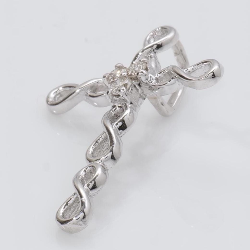 Infinity Loop Diamond Cross Pendant, 14k Solid Gold, Natural Diamond, Cross Necklace With Adjustable Chain, Everyday Stackable Necklace