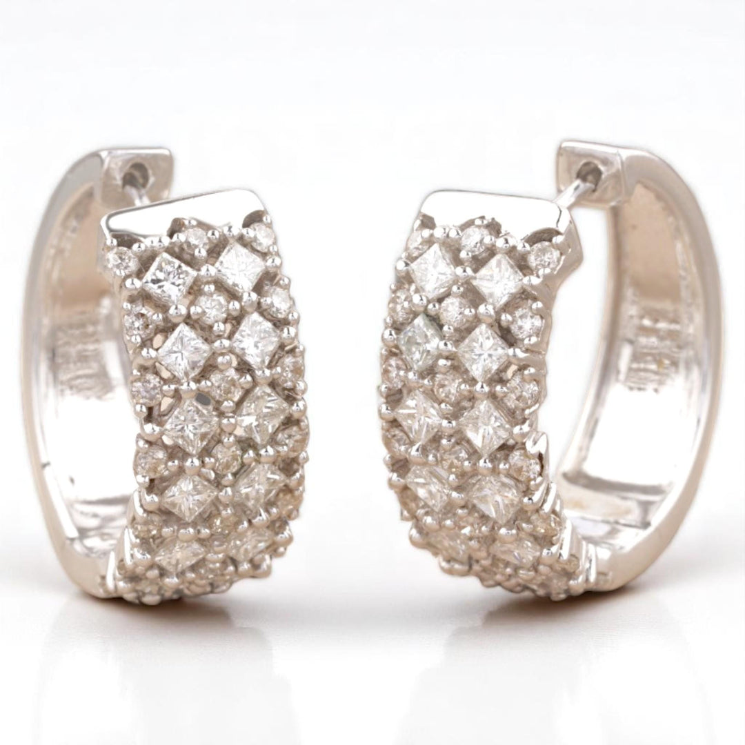 Wide Band Huggie Diamond Earrings, 14k Solid Gold, Natural Diamonds, Pavé Statement Hoop, Cocktail Party Jewelry, Wedding Earrings