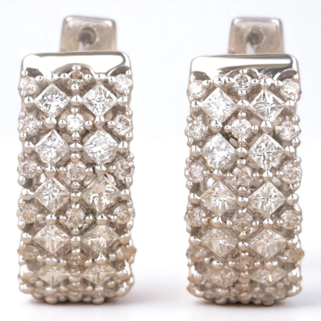 Wide Band Huggie Diamond Earrings, 14k Solid Gold, Natural Diamonds, Pavé Statement Hoop, Cocktail Party Jewelry, Wedding Earrings