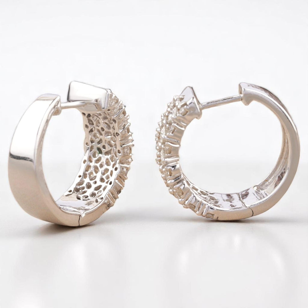 Wide Band Huggie Diamond Earrings, 14k Solid Gold, Natural Diamonds, Pavé Statement Hoop, Cocktail Party Jewelry, Wedding Earrings