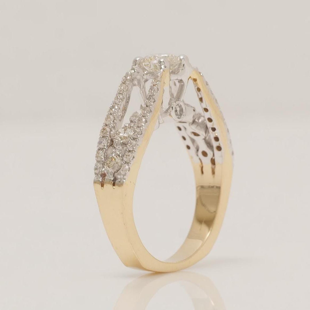 Solitaire Engagement ring, 14k Solid Gold, Natural Diamonds, Two-Toned Ring, Bridal Jewelry, Promise Ring, Wedding Diamond Band