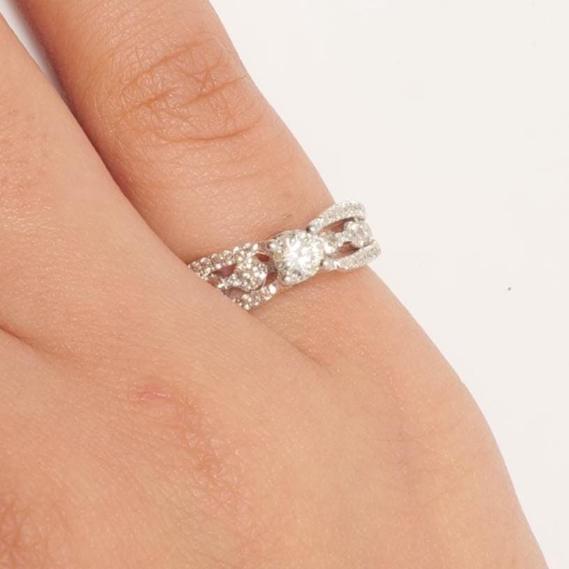 Solitaire Engagement ring, 14k Solid Gold, Natural Diamonds, Two-Toned Ring, Bridal Jewelry, Promise Ring, Wedding Diamond Band