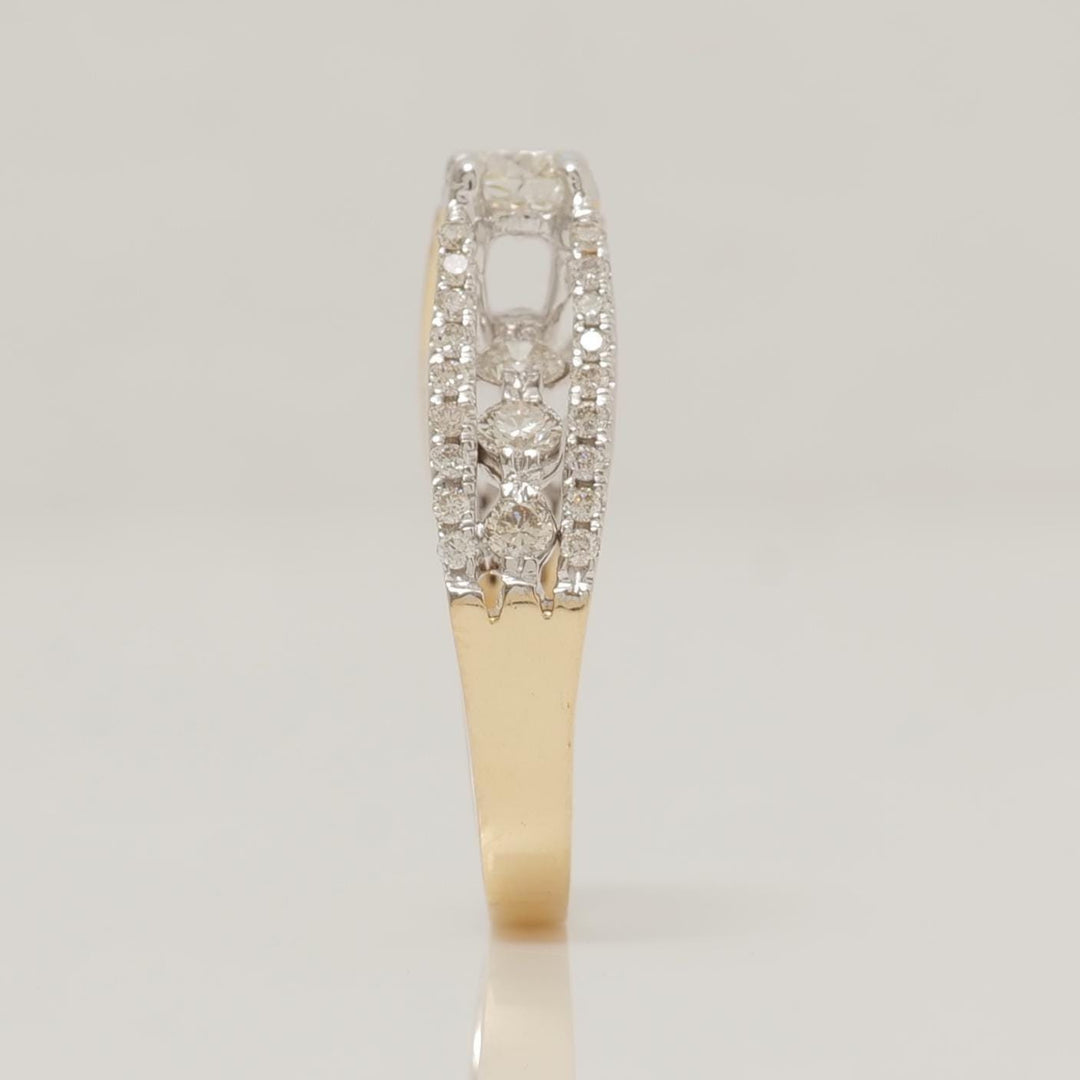 Solitaire Engagement ring, 14k Solid Gold, Natural Diamonds, Two-Toned Ring, Bridal Jewelry, Promise Ring, Wedding Diamond Band