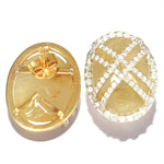 Load image into Gallery viewer, Oval Rutile Quartz Earrings, 14k solid Gold, Natural Diamonds, Golden Gemstone Studs, Crisscross Cabochon Studs, Cocktail Statement Jewelry
