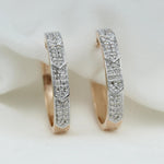 Load image into Gallery viewer, Oval Diamond Earrings,  14k Solid Gold, Natural Diamonds, Geometric Chevron Pavé Hoops, Minimalist Statement Jewelry, Wedding Jewelry
