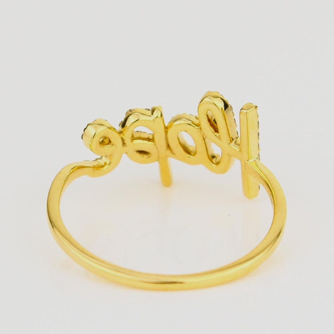 Hope Diamond Ring, 14kt Solid Gold, Natural Diamonds, Statement Word Ring, Affirmation Jewelry, Inspirational Jewelry, Ready To Ship