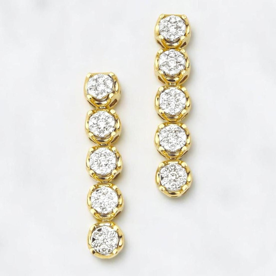 Diamond String Earrings With Illusion Setting, 14k Solid Gold, Natural Diamonds, Ready To Ship, Women&#39;s Day Gift