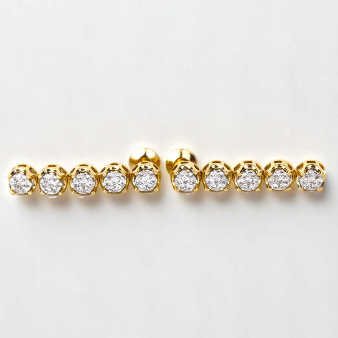 Diamond String Earrings With Illusion Setting, 14k Solid Gold, Natural Diamonds, Ready To Ship, Women&#39;s Day Gift