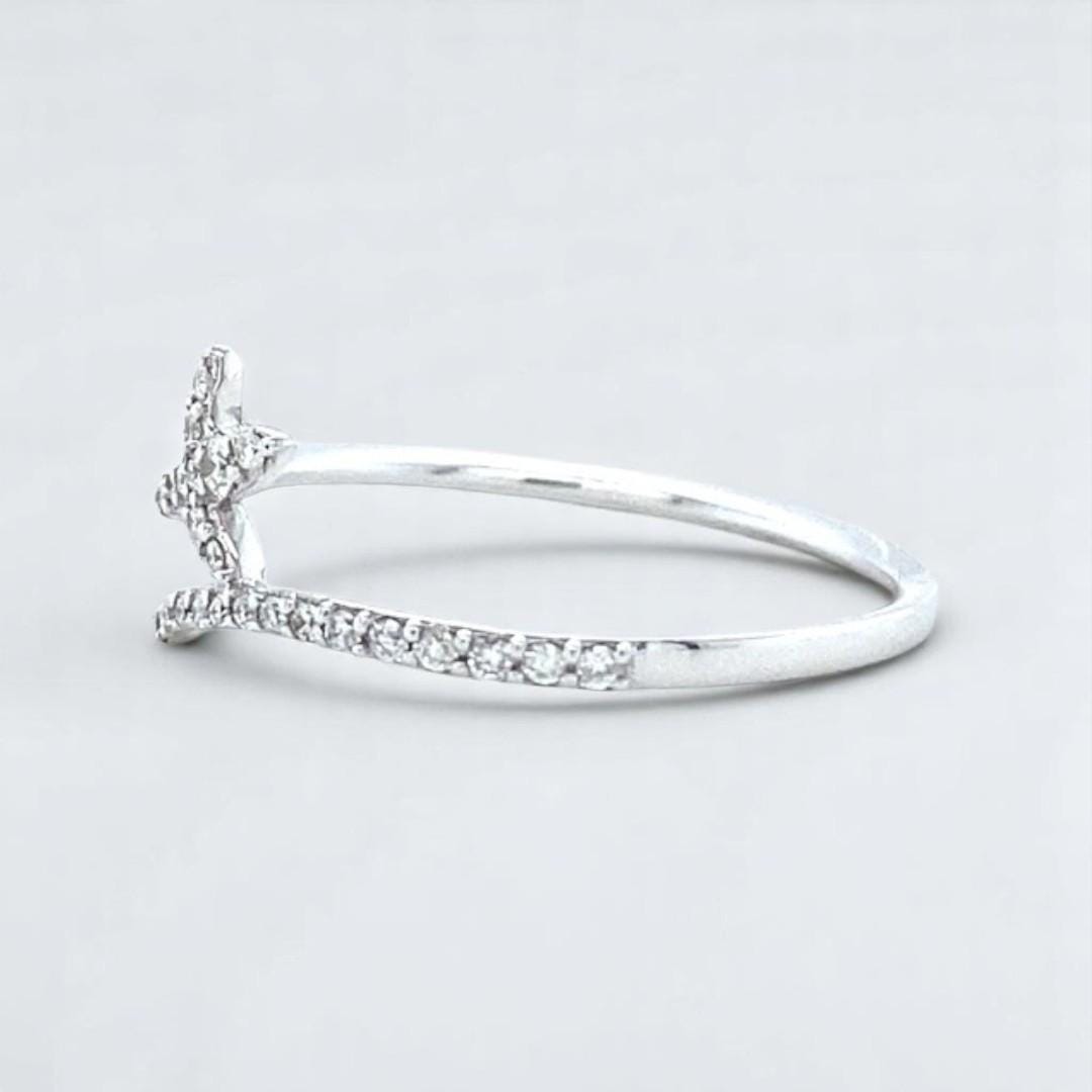 Leaf Vine Diamond Ring, 14k Solid Gold, Natural Diamonds, Stackable Floral Jewelry, Minimalist Everyday Band