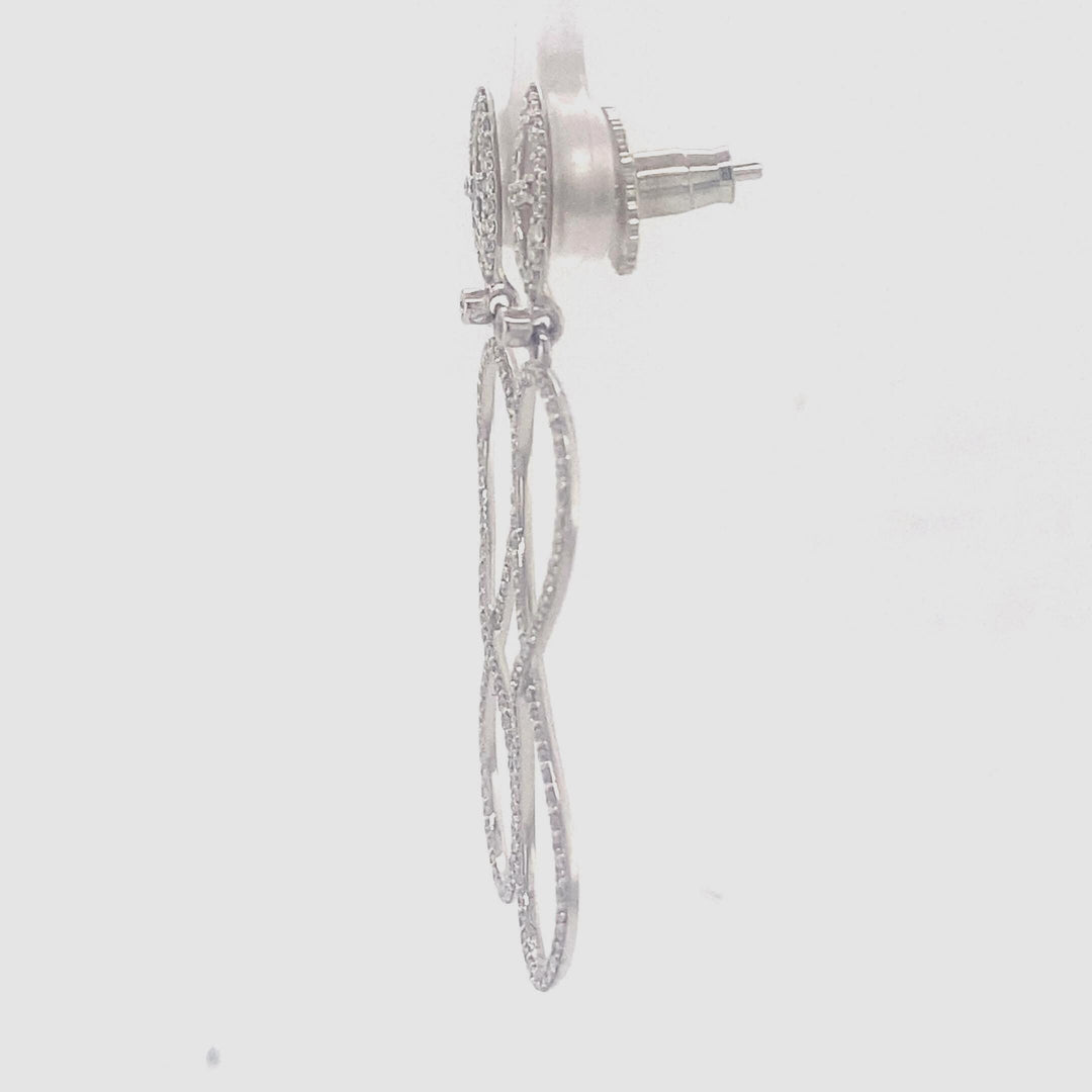 Dangle Diamond Earrings In 14k Solid Gold, Infinity Loop Earrings With Natural Diamonds, Ready To Ship, Women&#39;s Day Gift