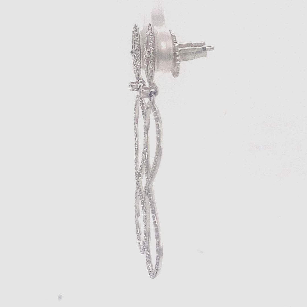 Dangle Diamond Earrings In 14k Solid Gold, Infinity Loop Earrings With Natural Diamonds, Ready To Ship, Women&#39;s Day Gift