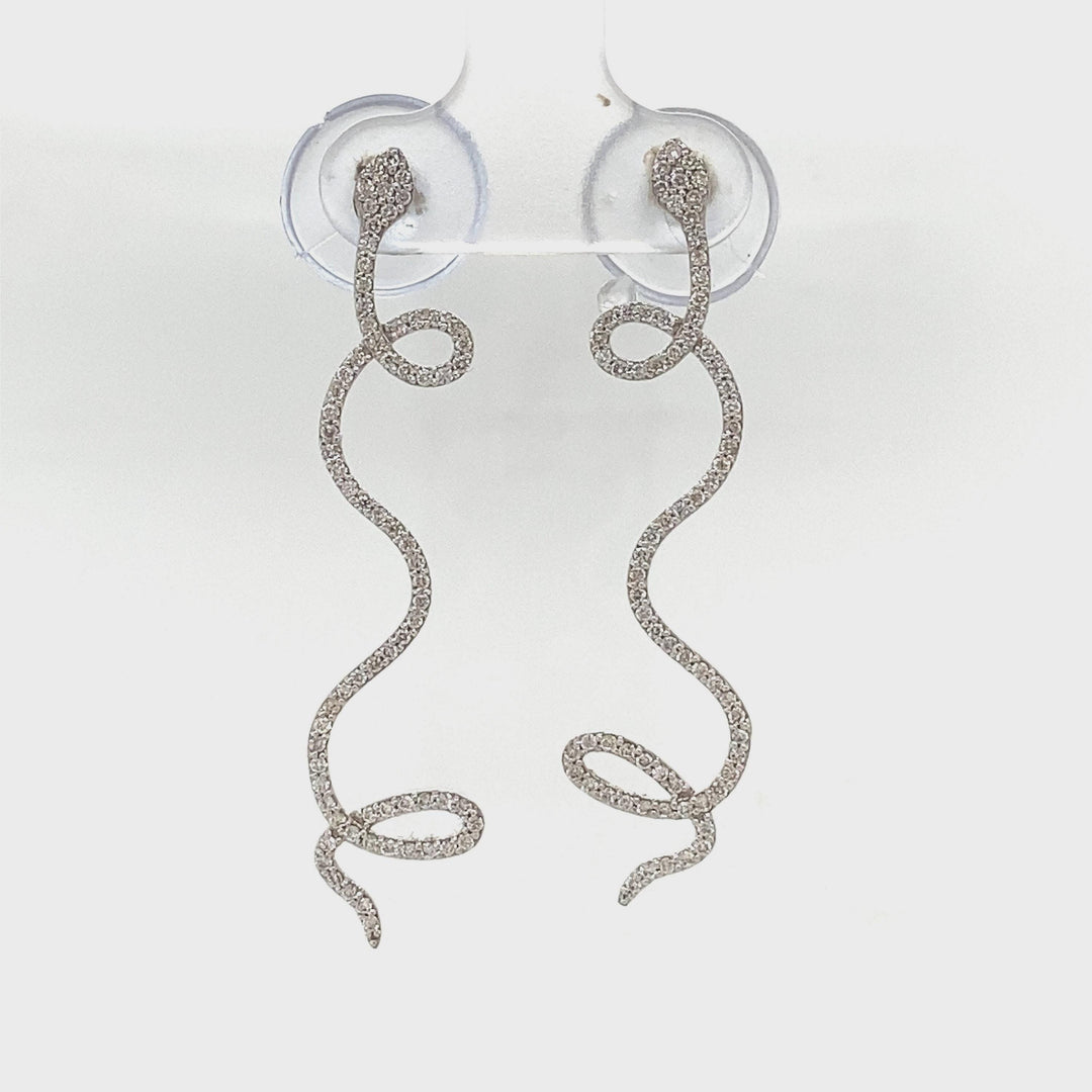 Dangle Diamond Earrings In 14k Solid Gold, Serpentine Chandelier Earrings With Natural Diamonds, Ready To Ship, Women&#39;s Day Gift