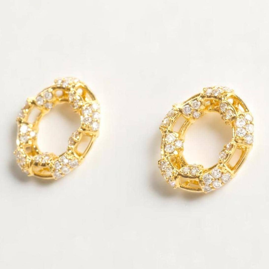Diamond Earrings with Halo Setting, Halo Circular Tube in 14K Solid Gold, Natural Diamonds, Ready To Ship, Women&#39;s Day Gift