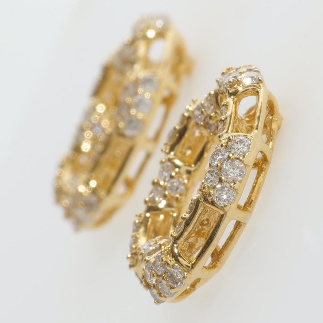 Round Cluster Natural Diamond Earrings: 14K Solid Gold Circular Halo Tube Studs, HRD Certification, Ready To Ship