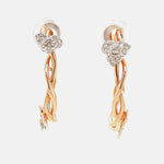 Load image into Gallery viewer, Hoop Vine Diamond Earrings, 14k Solid Gold J Hoops, Flower Natural Diamonds Earrings, Dual Tone, Ready To Ship, Women&#39;s Day Gift
