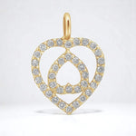 Load image into Gallery viewer, Double Heart Diamond Charm Pendant, Natural Diamonds, 14k Solid Gold, Minimalist Stacking Necklace, Everyday Jewelry, Love Promise Charm

