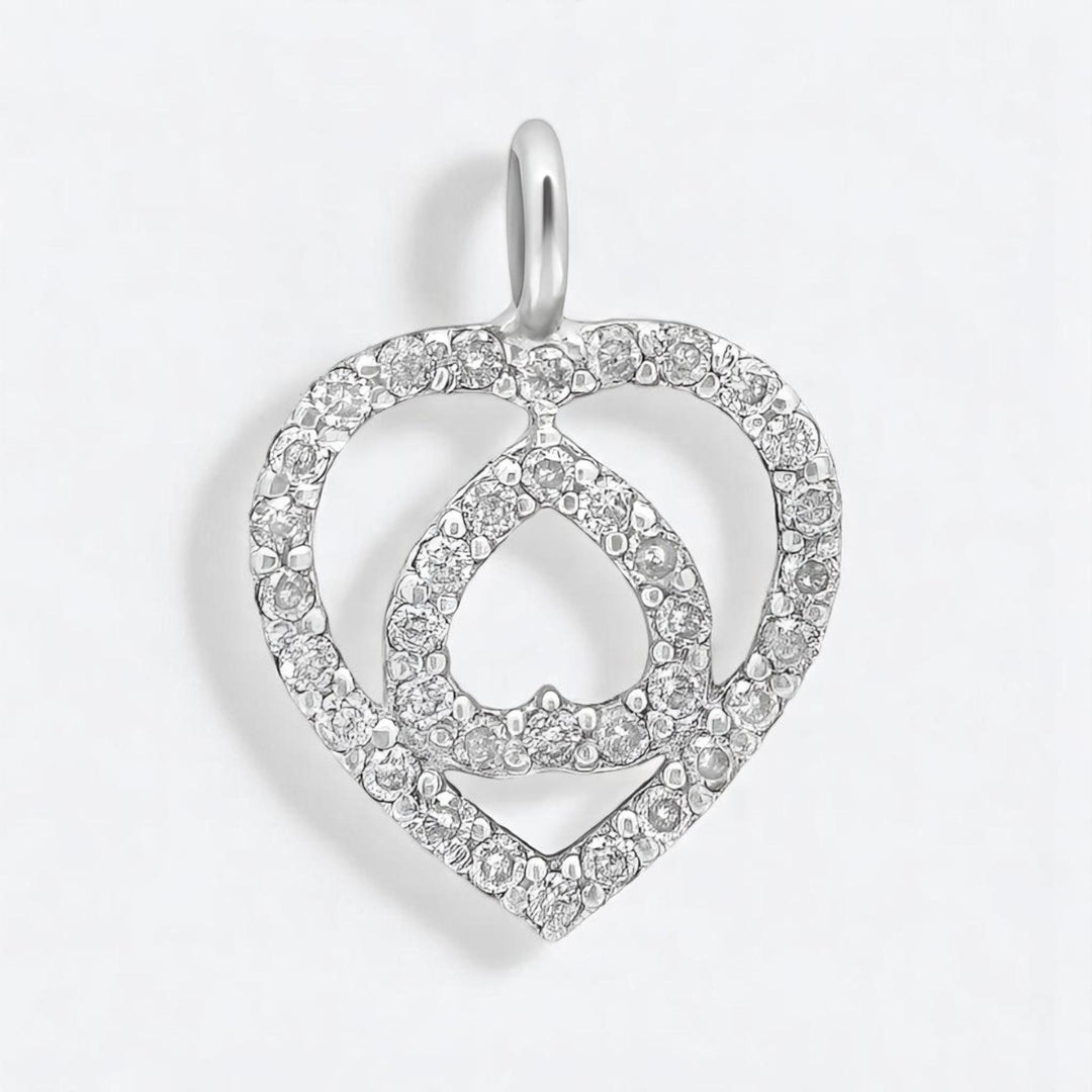 Double Heart Diamond Charm Pendant, Natural Diamonds, 14k Solid Gold, Minimalist Stacking Necklace, Everyday Jewelry, Love Promise Charm