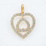 Load image into Gallery viewer, Double Heart Diamond Charm Pendant, Natural Diamonds, 14k Solid Gold, Minimalist Stacking Necklace, Everyday Jewelry, Love Promise Charm
