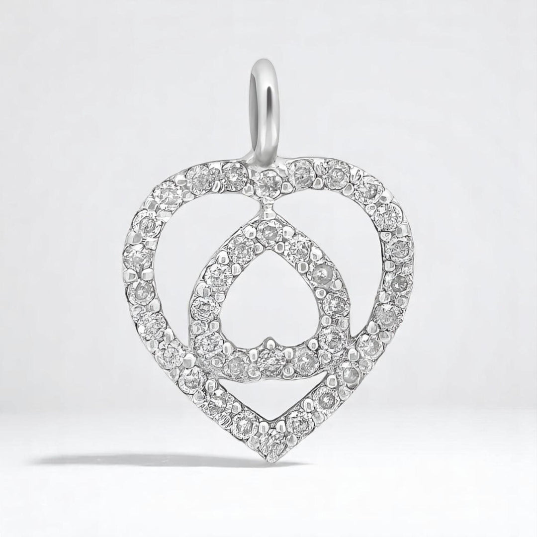 Double Heart Diamond Charm Pendant, Natural Diamonds, 14k Solid Gold, Minimalist Stacking Necklace, Everyday Jewelry, Love Promise Charm