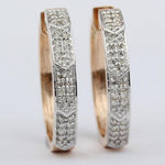 Load image into Gallery viewer, Oval Diamond Earrings,  14k Solid Gold, Natural Diamonds, Geometric Chevron Pavé Hoops, Minimalist Statement Jewelry, Wedding Jewelry
