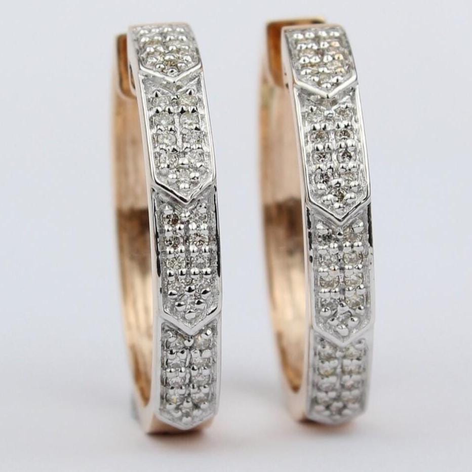 Oval Diamond Earrings,  14k Solid Gold, Natural Diamonds, Geometric Chevron Pavé Hoops, Minimalist Statement Jewelry, Wedding Jewelry