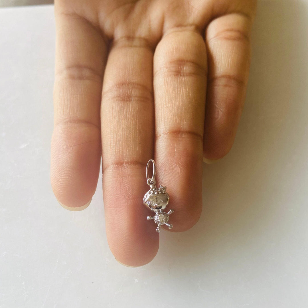 Teddy Diamond Charm Pendant, 14k Solid Gold, Natural Diamonds, Everyday Stackable Jewelry, Minimalist Necklace