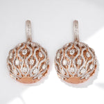 Load image into Gallery viewer, Orb Diamond Drop Earrings, 14K Solid Gold, Natural Diamonds,  Wavy Dome Jewelry, Bridal Wedding Earrings, Statement Cocktail Earrings
