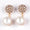 Load image into Gallery viewer, Pearl Diamond Drop Stud Earrings, 14k Solid Gold, Natural Diamonds, Bridal Wedding Studs, Cluster Dome Jewelry,  Statement Earrings
