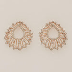 Load image into Gallery viewer, Peacock Feather Natural Diamond Stud: 14k Solid Gold Teardrop Sunburst Earrings, IGI Certified, Ready To Ship
