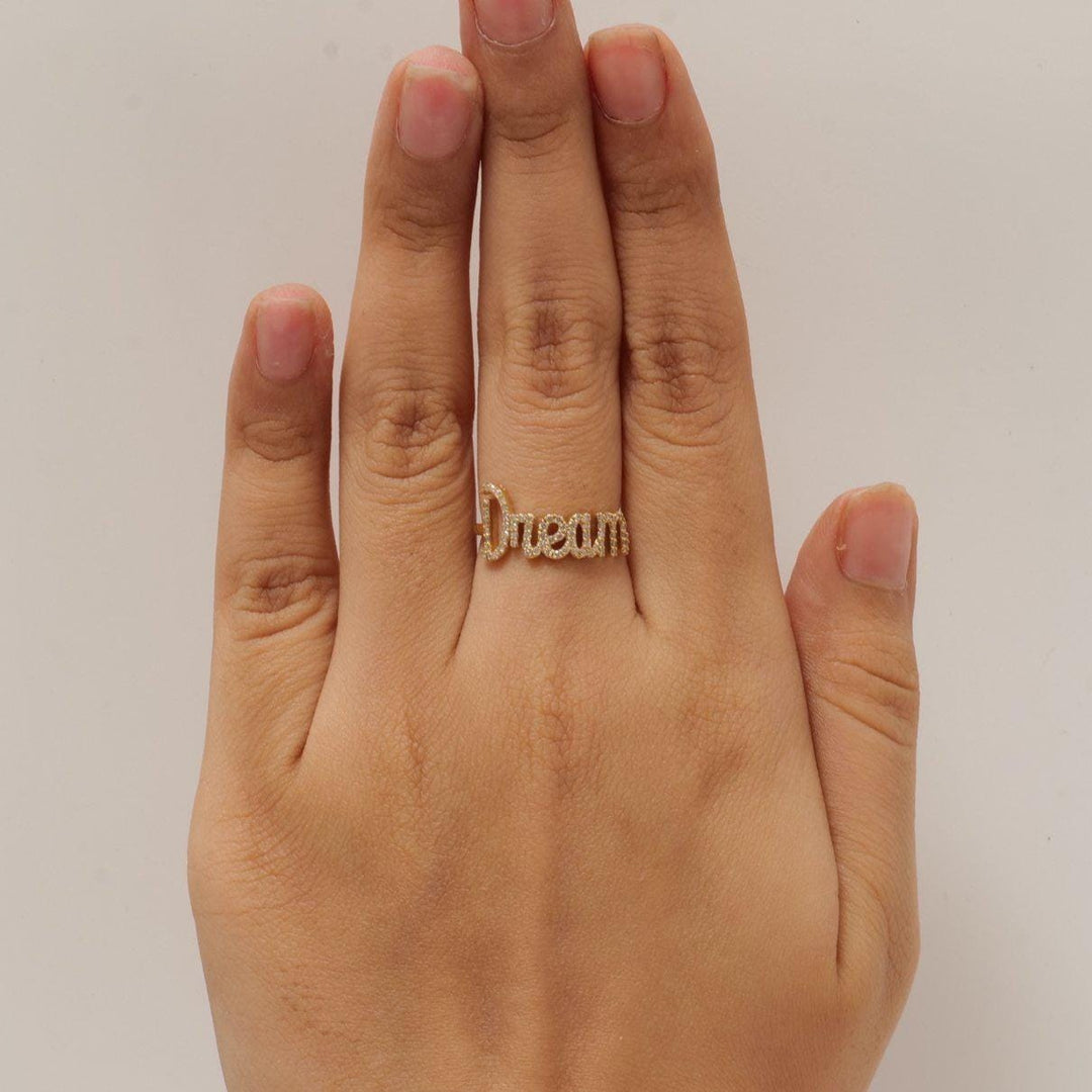 Dream Diamond Ring, 14k Solid Gold, Natural Diamonds, Personalized Statement Ring, Inspirational Jewellery, Everyday Ring, Certified Jewelry