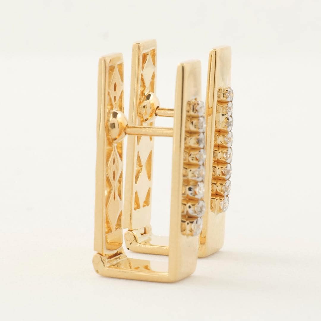 Rectangle Diamond Huggie Earrings, 14k Solid Gold, Natural Diamonds, Geometric Everyday Earrings, Statement Earrings, Minimalistic Earrings