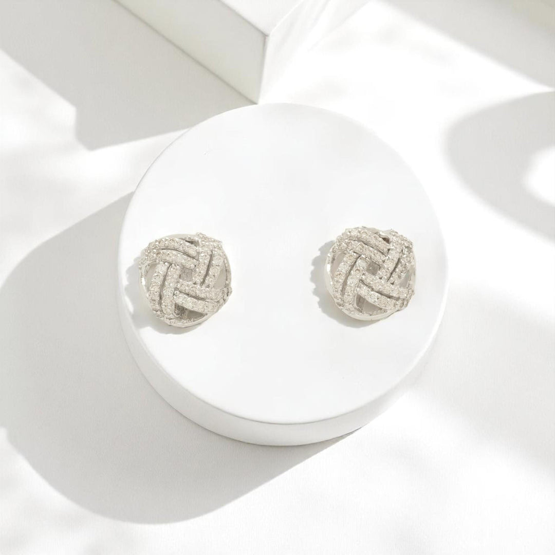 Knot Diamond Stud Earrings, 14k Solid Gold, Natural Diamonds, Pavé Infinity Jewelry, Minimalist Everyday Jewelry, Statement Studs