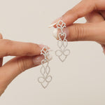 Load image into Gallery viewer, Scrollwork Chandelier Dangle Diamond Earrings, 14k Solid Gold, Natural Diamonds, Filigree Drop Jewelry, Bridal Long Statement Earrings
