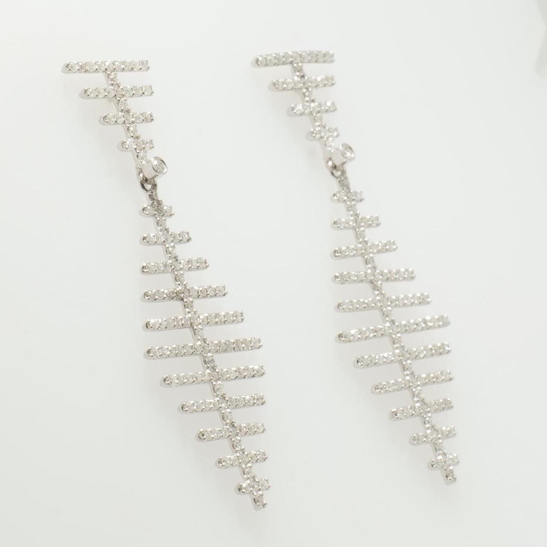 Abstract Dangle Diamond Earrings, 14k Solid Gold, Natural Diamonds, Geometric Linear Jewelry, Modern Statement Jewelry, Bridal Danglers